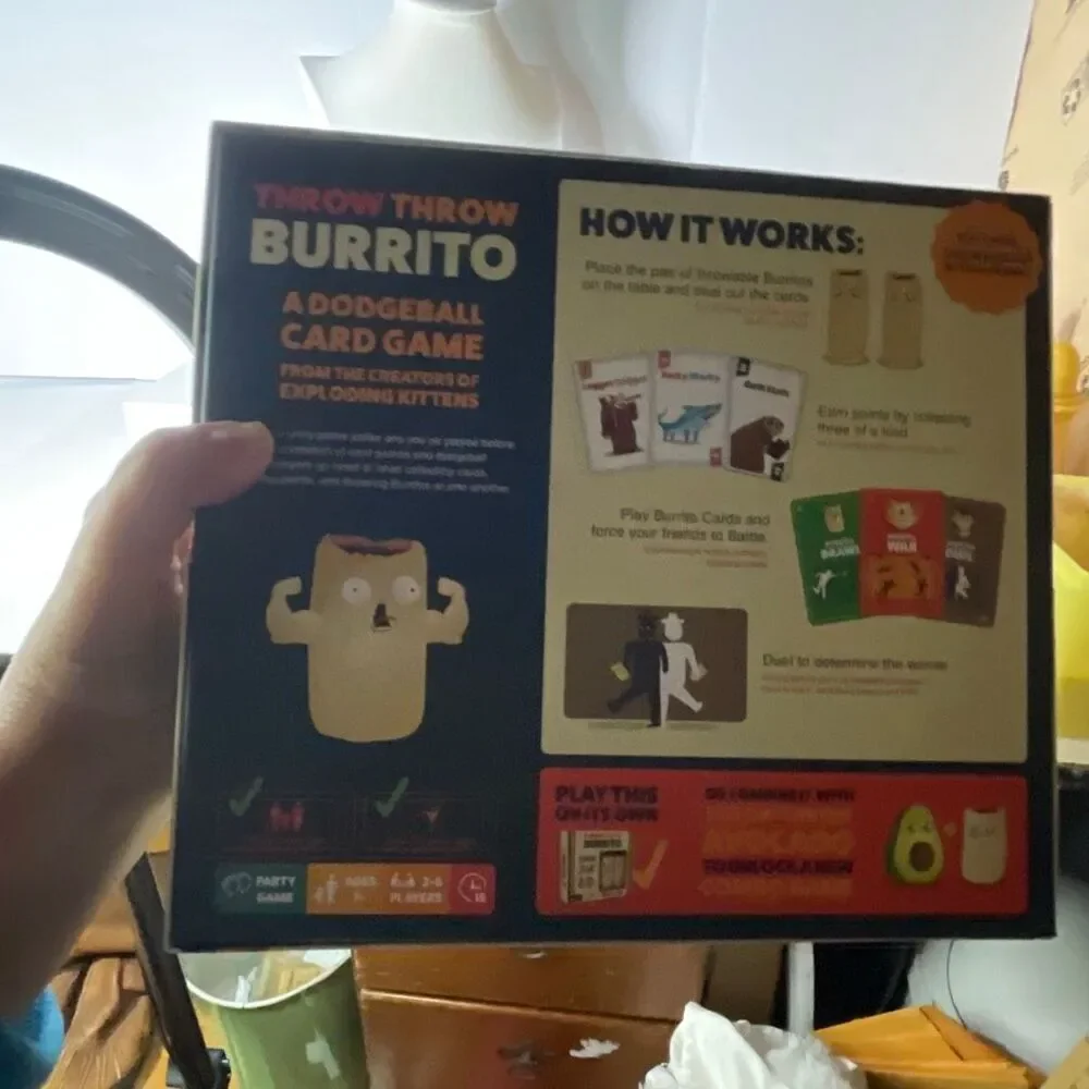 Throw Throw Burrito dodgeball game party game by Exploding Kittens LLC.